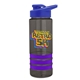 a smoke bottle & blue lid & violet grip sergeant stripe - 24 oz tritan(tm) bottle with drink thru lid, stripe bands, and digital imprint