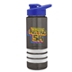 a smoke bottle & blue lid & white grip sergeant stripe - 24 oz tritan(tm) bottle with drink thru lid, stripe bands, and digital imprint