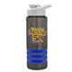 a smoke bottle & white lid & blue grip sergeant stripe - 24 oz tritan(tm) bottle with drink thru lid, stripe bands, and digital imprint