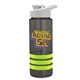 a smoke bottle & white lid & lime-green grip sergeant stripe - 24 oz tritan(tm) bottle with drink thru lid, stripe bands, and digital imprint