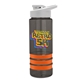 a smoke bottle & white lid & orange grip sergeant stripe - 24 oz tritan(tm) bottle with drink thru lid, stripe bands, and digital imprint
