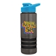a smoke bottle & cyan lid & black grip sergeant stripe - 24 oz tritan(tm) bottle with drink thru lid, stripe bands, and digital imprint