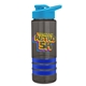 a smoke bottle & cyan lid & blue grip sergeant stripe - 24 oz tritan(tm) bottle with drink thru lid, stripe bands, and digital imprint