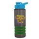 a smoke bottle & cyan lid & green grip sergeant stripe - 24 oz tritan(tm) bottle with drink thru lid, stripe bands, and digital imprint