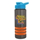 a smoke bottle & cyan lid & orange grip sergeant stripe - 24 oz tritan(tm) bottle with drink thru lid, stripe bands, and digital imprint