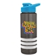 a smoke bottle & cyan lid & white grip sergeant stripe - 24 oz tritan(tm) bottle with drink thru lid, stripe bands, and digital imprint