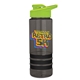 a smoke bottle & lime-green lid & black grip sergeant stripe - 24 oz tritan(tm) bottle with drink thru lid, stripe bands, and digital imprint