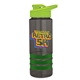 a smoke bottle & lime-green lid & green grip sergeant stripe - 24 oz tritan(tm) bottle with drink thru lid, stripe bands, and digital imprint