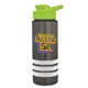 a smoke bottle & lime-green lid & white grip sergeant stripe - 24 oz tritan(tm) bottle with drink thru lid, stripe bands, and digital imprint