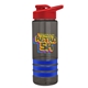 a smoke bottle & red lid & blue grip sergeant stripe - 24 oz tritan(tm) bottle with drink thru lid, stripe bands, and digital imprint
