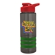 a smoke bottle & red lid & green grip sergeant stripe - 24 oz tritan(tm) bottle with drink thru lid, stripe bands, and digital imprint