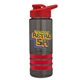 a smoke bottle & red lid & red grip sergeant stripe - 24 oz tritan(tm) bottle with drink thru lid, stripe bands, and digital imprint