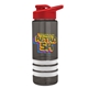 a smoke bottle & red lid & white grip sergeant stripe - 24 oz tritan(tm) bottle with drink thru lid, stripe bands, and digital imprint