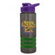 a smoke bottle & violet lid & green grip sergeant stripe - 24 oz tritan(tm) bottle with drink thru lid, stripe bands, and digital imprint
