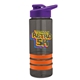 a smoke bottle & violet lid & orange grip sergeant stripe - 24 oz tritan(tm) bottle with drink thru lid, stripe bands, and digital imprint