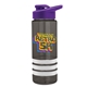 a smoke bottle & violet lid & white grip sergeant stripe - 24 oz tritan(tm) bottle with drink thru lid, stripe bands, and digital imprint
