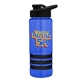 a blue bottle & black lid & black grip sergeant stripe - 24 oz tritan(tm) bottle with drink thru lid, stripe bands, and digital imprint
