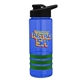 a blue bottle & black lid & green grip sergeant stripe - 24 oz tritan(tm) bottle with drink thru lid, stripe bands, and digital imprint