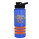 a blue bottle & black lid & orange grip sergeant stripe - 24 oz tritan(tm) bottle with drink thru lid, stripe bands, and digital imprint