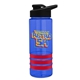 a blue bottle & black lid & red grip sergeant stripe - 24 oz tritan(tm) bottle with drink thru lid, stripe bands, and digital imprint