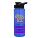 a blue bottle & black lid & violet grip sergeant stripe - 24 oz tritan(tm) bottle with drink thru lid, stripe bands, and digital imprint