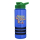 a blue bottle & green lid & black grip sergeant stripe - 24 oz tritan(tm) bottle with drink thru lid, stripe bands, and digital imprint