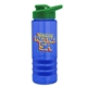 a blue bottle & green lid & blue grip sergeant stripe - 24 oz tritan(tm) bottle with drink thru lid, stripe bands, and digital imprint