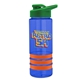 a blue bottle & green lid & orange grip sergeant stripe - 24 oz tritan(tm) bottle with drink thru lid, stripe bands, and digital imprint