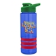 a blue bottle & green lid & red grip sergeant stripe - 24 oz tritan(tm) bottle with drink thru lid, stripe bands, and digital imprint