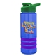 a blue bottle & green lid & violet grip sergeant stripe - 24 oz tritan(tm) bottle with drink thru lid, stripe bands, and digital imprint