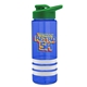 a blue bottle & green lid & white grip sergeant stripe - 24 oz tritan(tm) bottle with drink thru lid, stripe bands, and digital imprint
