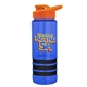 a blue bottle & orange lid & black grip sergeant stripe - 24 oz tritan(tm) bottle with drink thru lid, stripe bands, and digital imprint