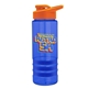 a blue bottle & orange lid & blue grip sergeant stripe - 24 oz tritan(tm) bottle with drink thru lid, stripe bands, and digital imprint