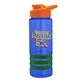 a blue bottle & orange lid & green grip sergeant stripe - 24 oz tritan(tm) bottle with drink thru lid, stripe bands, and digital imprint