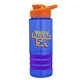 a blue bottle & orange lid & violet grip sergeant stripe - 24 oz tritan(tm) bottle with drink thru lid, stripe bands, and digital imprint
