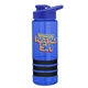 a blue bottle & blue lid & black grip sergeant stripe - 24 oz tritan(tm) bottle with drink thru lid, stripe bands, and digital imprint