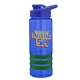 a blue bottle & blue lid & green grip sergeant stripe - 24 oz tritan(tm) bottle with drink thru lid, stripe bands, and digital imprint