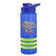 a blue bottle & blue lid & lime-green grip sergeant stripe - 24 oz tritan(tm) bottle with drink thru lid, stripe bands, and digital imprint