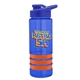 a blue bottle & blue lid & orange grip sergeant stripe - 24 oz tritan(tm) bottle with drink thru lid, stripe bands, and digital imprint