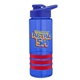 a blue bottle & blue lid & red grip sergeant stripe - 24 oz tritan(tm) bottle with drink thru lid, stripe bands, and digital imprint