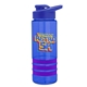 a blue bottle & blue lid & violet grip sergeant stripe - 24 oz tritan(tm) bottle with drink thru lid, stripe bands, and digital imprint