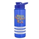 a blue bottle & blue lid & white grip sergeant stripe - 24 oz tritan(tm) bottle with drink thru lid, stripe bands, and digital imprint