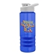 a blue bottle & white lid & blue grip sergeant stripe - 24 oz tritan(tm) bottle with drink thru lid, stripe bands, and digital imprint