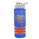 a blue bottle & white lid & orange grip sergeant stripe - 24 oz tritan(tm) bottle with drink thru lid, stripe bands, and digital imprint