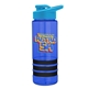 a blue bottle & cyan lid & black grip sergeant stripe - 24 oz tritan(tm) bottle with drink thru lid, stripe bands, and digital imprint