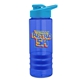 a blue bottle & cyan lid & blue grip sergeant stripe - 24 oz tritan(tm) bottle with drink thru lid, stripe bands, and digital imprint