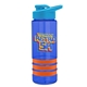 a blue bottle & cyan lid & orange grip sergeant stripe - 24 oz tritan(tm) bottle with drink thru lid, stripe bands, and digital imprint