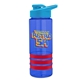 a blue bottle & cyan lid & red grip sergeant stripe - 24 oz tritan(tm) bottle with drink thru lid, stripe bands, and digital imprint