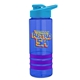 a blue bottle & cyan lid & violet grip sergeant stripe - 24 oz tritan(tm) bottle with drink thru lid, stripe bands, and digital imprint