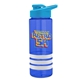 a blue bottle & cyan lid & white grip sergeant stripe - 24 oz tritan(tm) bottle with drink thru lid, stripe bands, and digital imprint